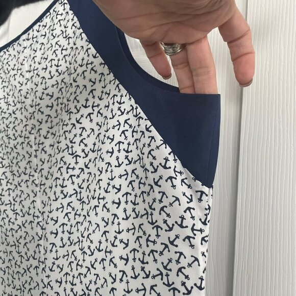 Sperry Top-Sider Anchor Print Nautical Coastal Blue White Dress | Small | EUC - Picture 7 of 7